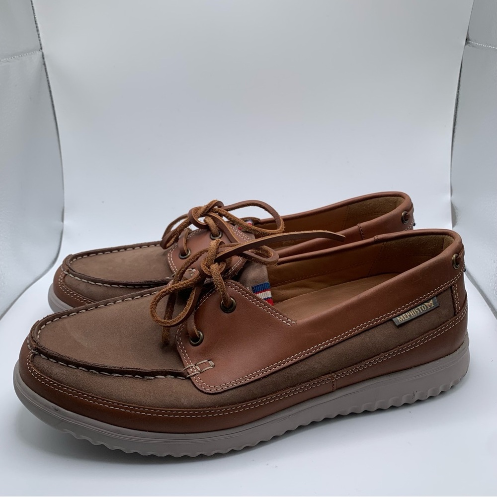 Mephisto Men's Trevis Taupe Boat Shoes SZ 7.5 loafers slip on brown leather 2490 - Picture 3 of 8